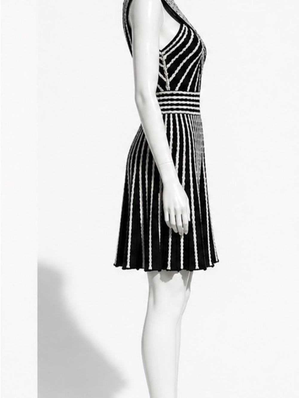 M Missoni Sculpted Knit Black Creme Open Back Fit & Flare
